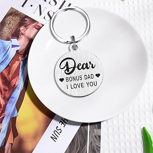 Miniatura 5 de Emideary Regalos para padrastro Llavero To My Bonus Dad Regalo de Navidad para padrastro padrastro