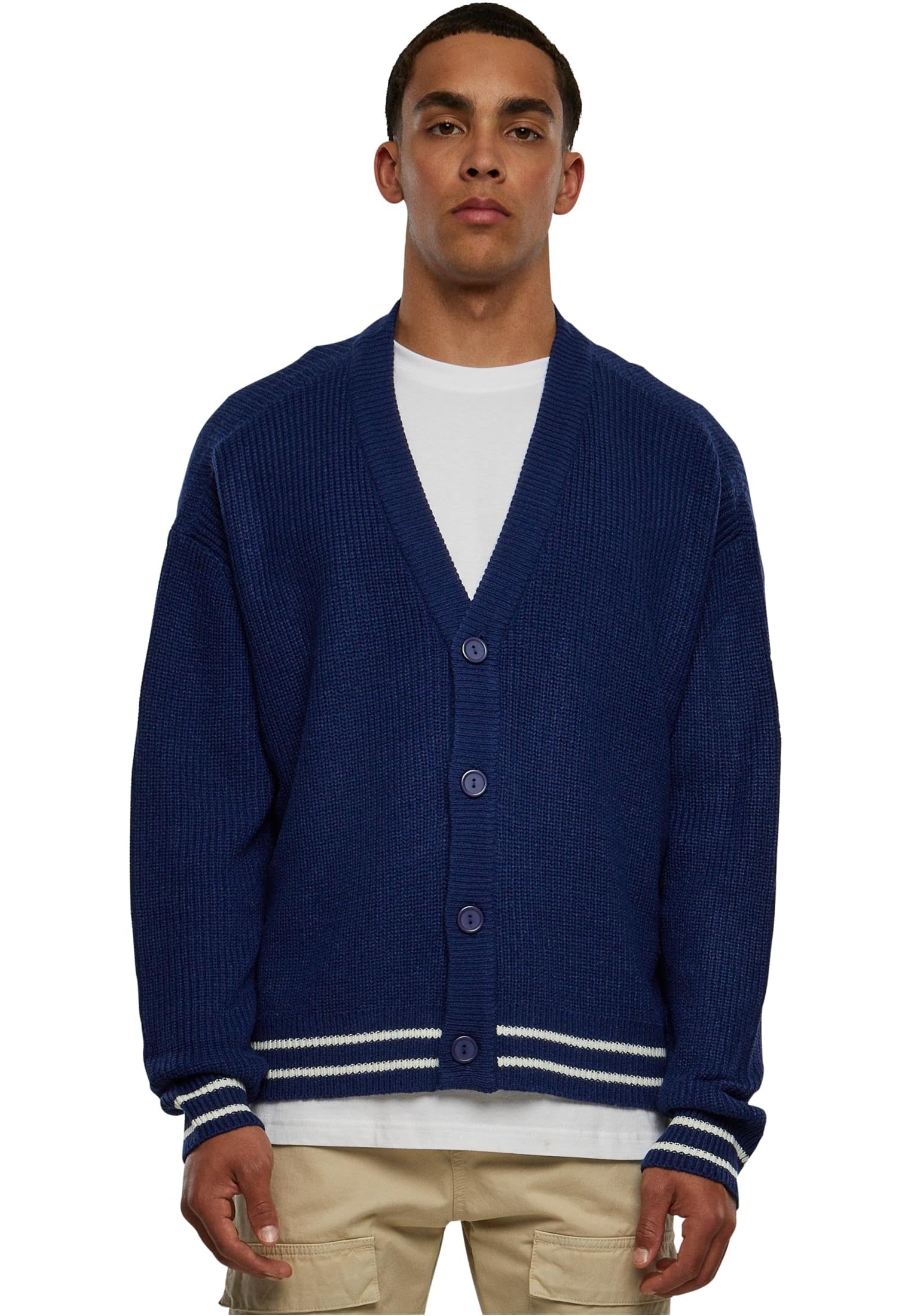 Urban Classics Men's Bleu Cardigan Sporty Boxy