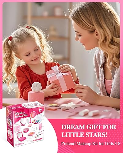 Miniatura 7 de Kit de maquillaje falso para niños con espejo, juguetes de maquillaje para niñas, regalos de cumpleaños para niños de 3, 4, 5, 6, 7, 8, 9, 10, 11,