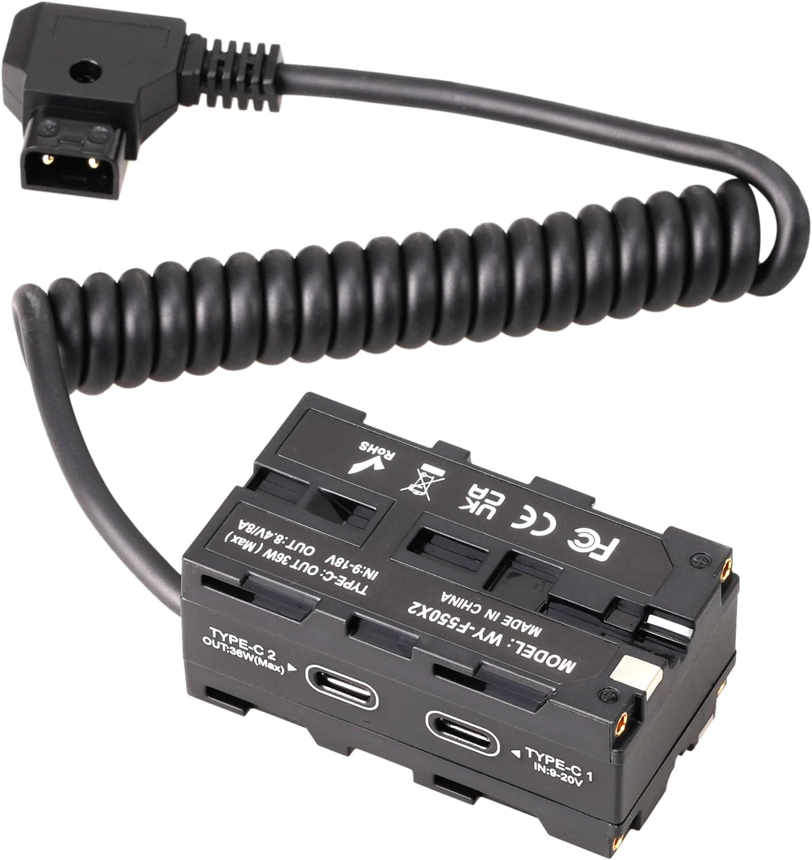 Dual-Sided NP-F970 Dummy Battery D-TAP to NP-F550/750/970 Dummy Battery for Synchronous Power Atomos Ninja Shinobi Monitor Video Transmitter LED Light,USB Type-C PD in Out