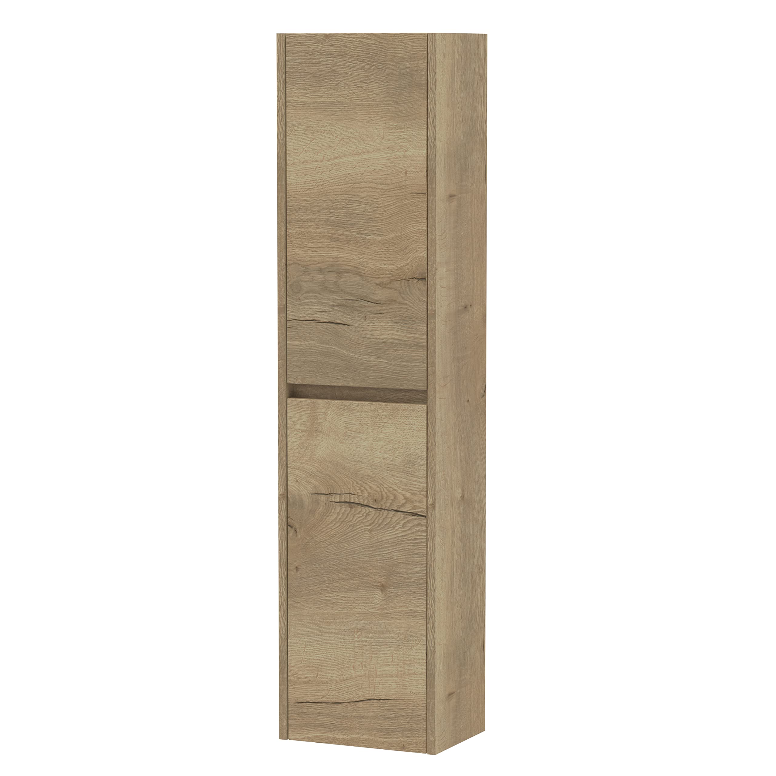 Nuie Autumn Oak Havana Woodgrain Tall Wall Hung Storage Unit | | Mdf | 1433Mm X 350Mm