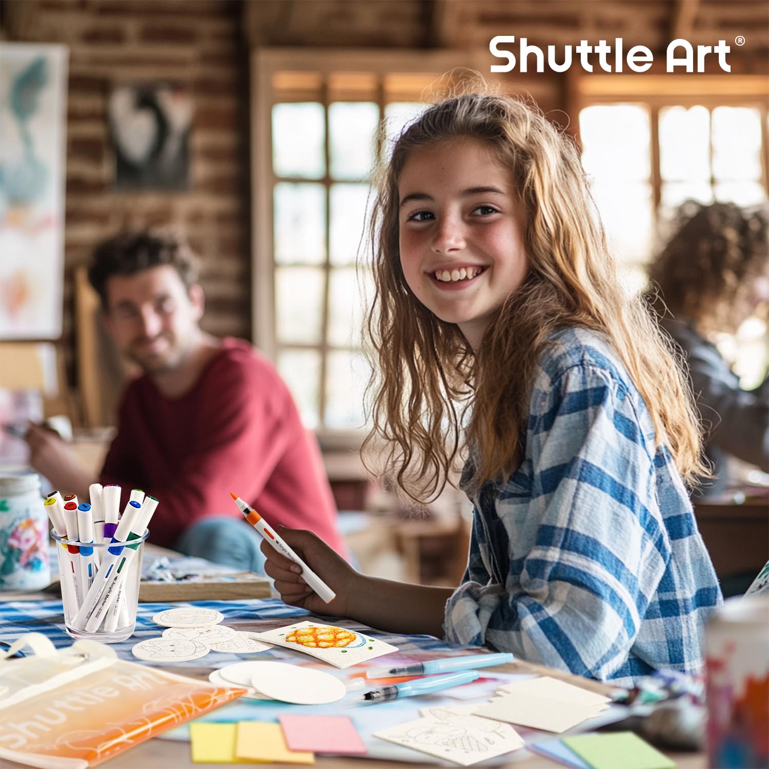 Shuttle Art 44PCS Kit de Peinture à Texture Magique avec 28 Feuilles de Papier de Peinture Texture Mousse, 12 Couleurs Feutre Acrylique Pinceau, Peinture Gonflante Eponge de Dessin 3D