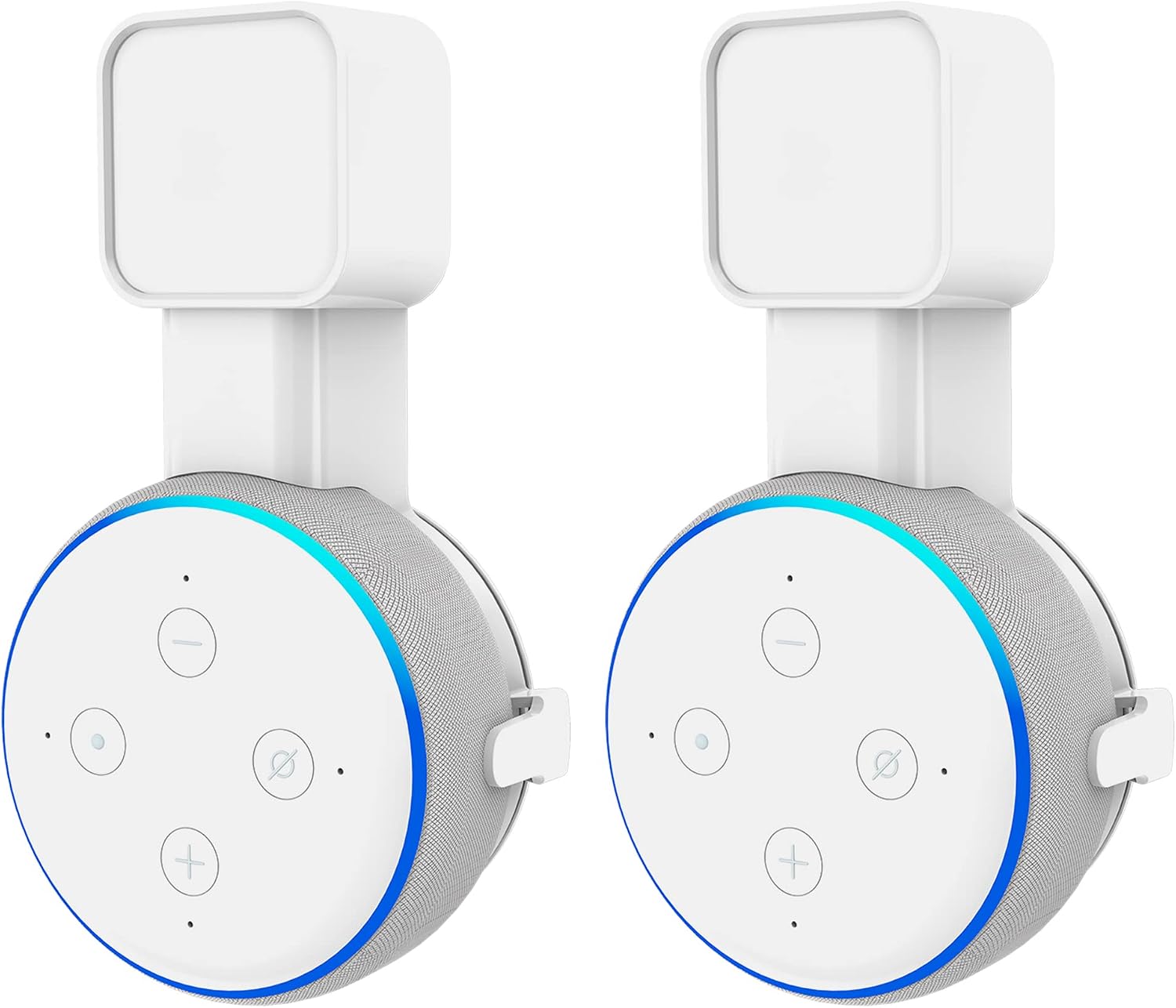 A-BST Outlet Wall Mount Holder for Echo Dot 3 Holder Wall Mount Outlet for Echo Dot 3rd Gen Space-Saving Smart Speaker Mounts Holder Case Bracket Accessories on Bedroom & Bathroom, 2 Pack White