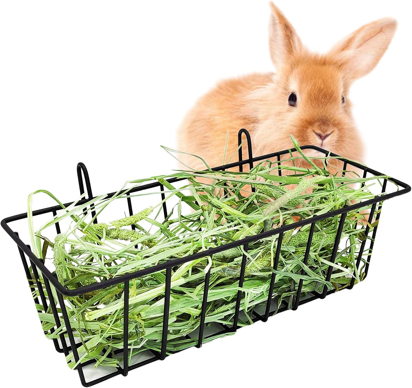 BNOSDM Rabbit Hay Feeder for Cage Metal Rabbit Hay Rack Less Waste and Mess Hanging Guinea Pig Hay Holder Manger for Bunny Chinchilla Ferret Small Animals