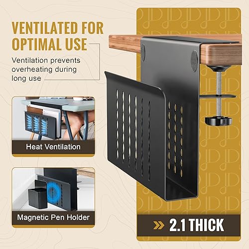 Miniatura 6 de Almacenamiento lateral de escritorio, organizador de escritorio lateral de acero, soporte para portátil con abrazadera en soporte magnético para