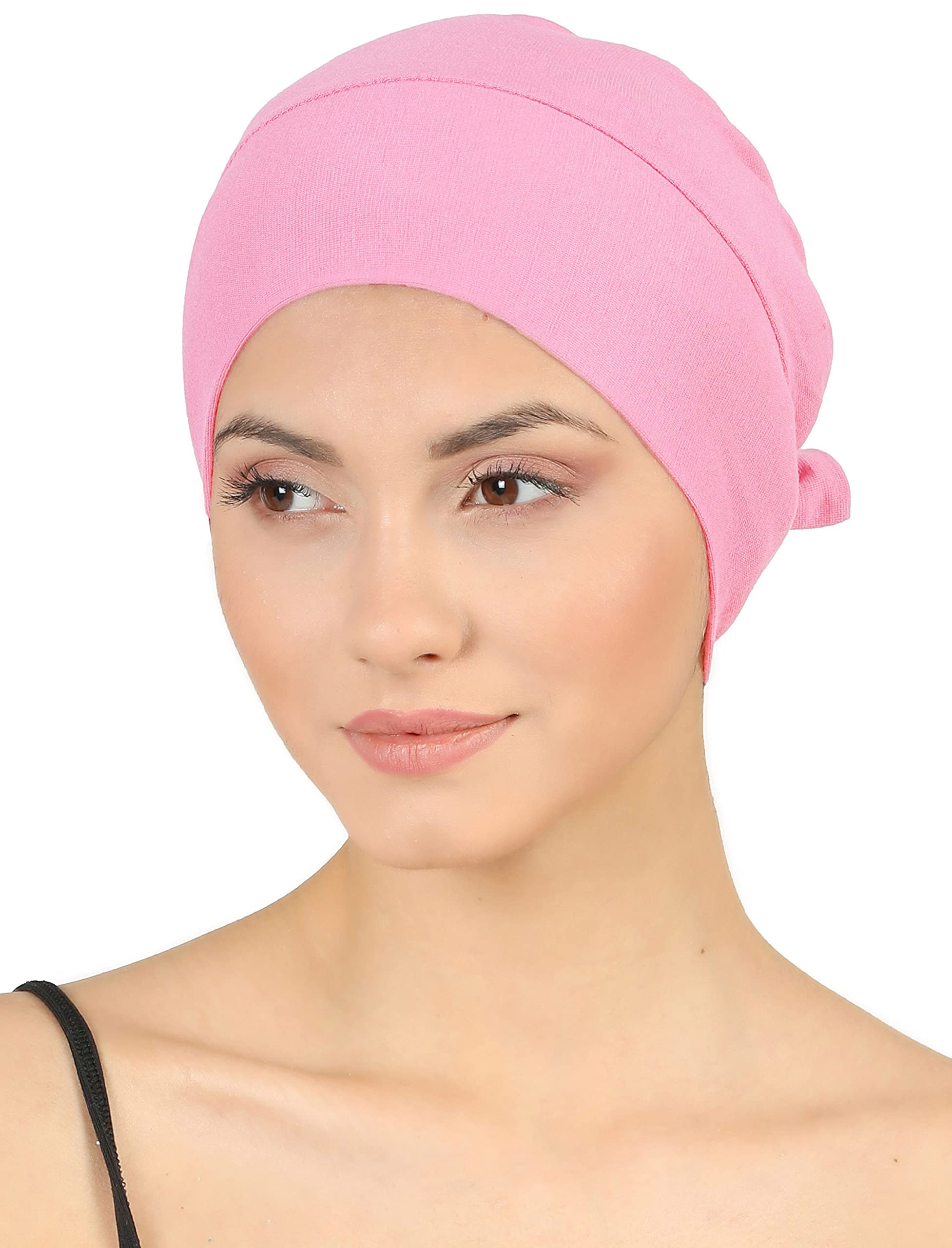 Deresina Headwear Women's Fuchia Viscose Tie Back Caps For Hair Loss, Under Hats And Turbans (Double Layer - )