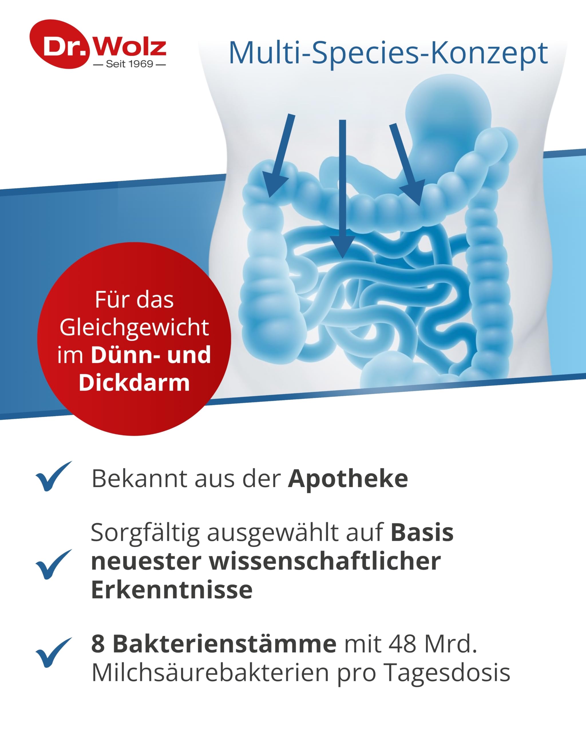Dr. Wolz Darmflora plus select* - 80 Kapseln hochdosiert - 8 Milchsäurebakterien-Stämme - 48 Mrd Bakterienkulturen pro Tag - Kulturen Komplex für Darmschleimhaut & Immunsystem - Darm-Kur* - vegan