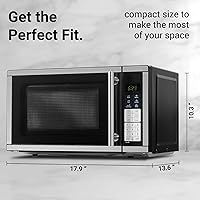 Vista 3 de Hornos microondas para encimera de 0.7 pies cúbicos, horno microondas de 700 vatios con iluminación LED, plato giratorio y bloqueo para niños