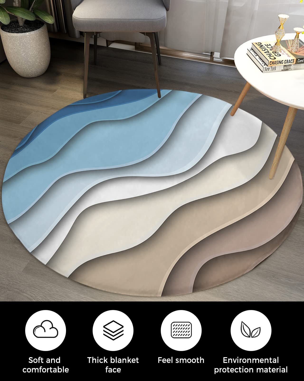 Amazon.com: Blue White Brown Round Area Rug 5ft,Washable Outdoor