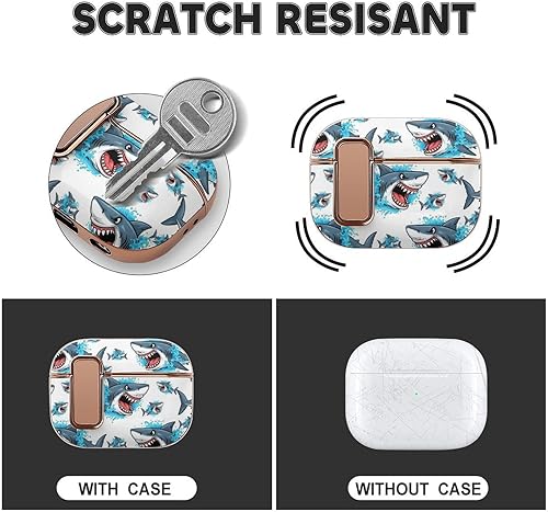 Miniatura 3 de Headphone Cover Compatible with Airpods Pro 2 Case 3D Animal Face Shark, Plastic, with Lock, Shockproof Protective