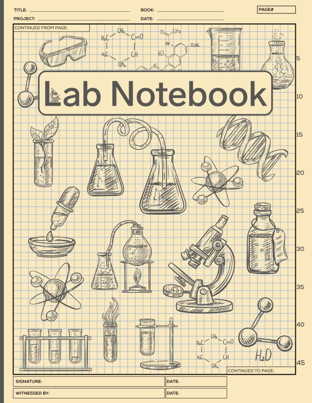 Laboratory Notebook: Lab Notebook for Graduate Student Researchers | 120 Pages | 5x5 Quad Ruled Grid | 8.5 x 11 inches