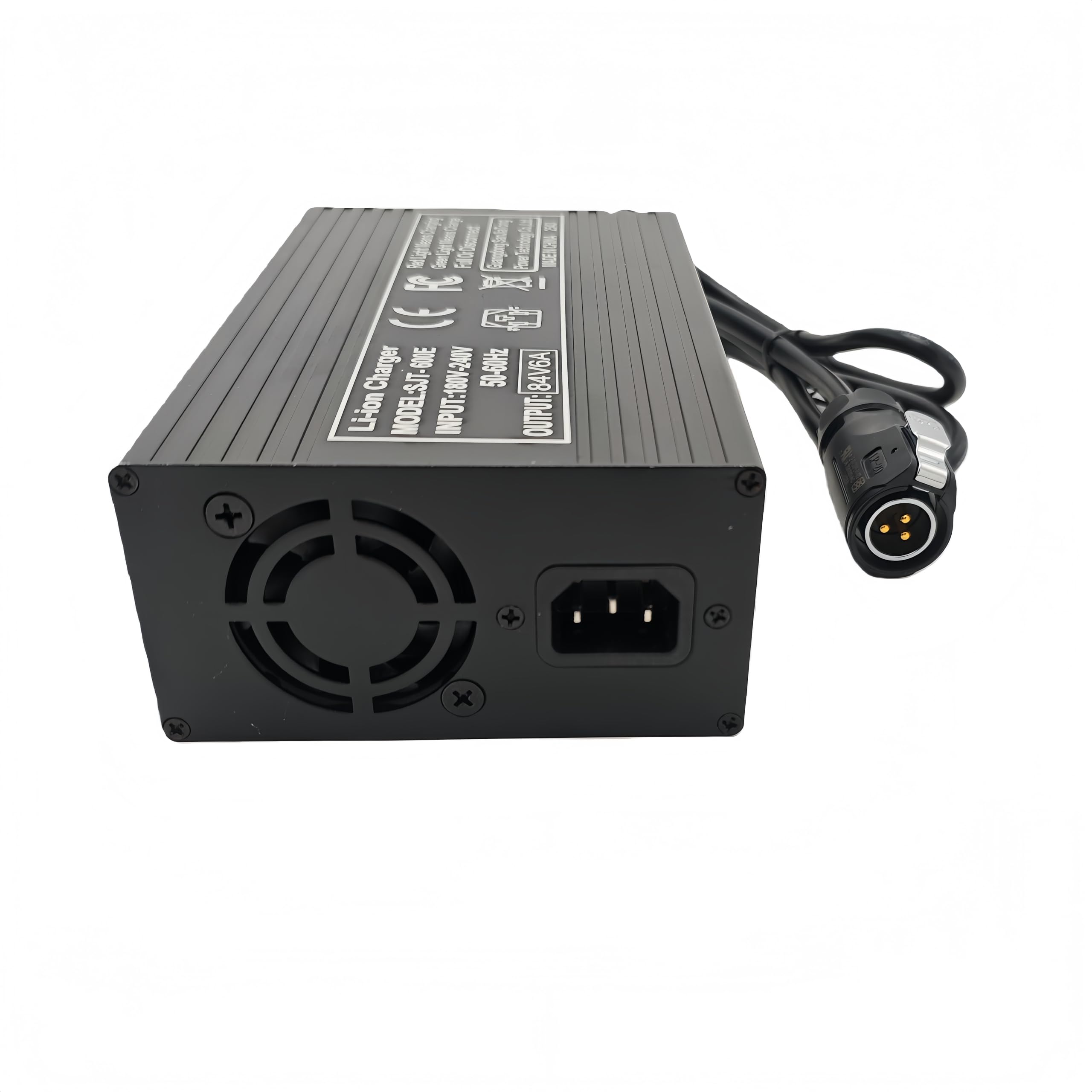 Chargeur de Batterie Li-ION 84V 6A / 10A, Boîtier en Aluminium sûr et Durable, Adapté au Chargeur Intelligent de Batterie au Lithium 20S 72V, avec Prise Mâle Linko P-20 (6A)