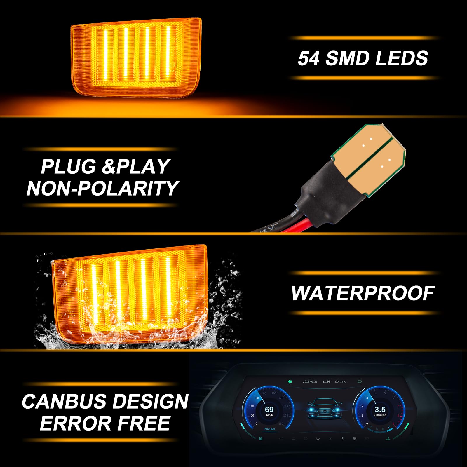 Frecce Laterale a LED per Boxer Fiat Ducato Ram Promaster Citroen Jumper Citroen Relay, Indicatori di Direzione Laterale a LED Canbus, 2 Pezzi