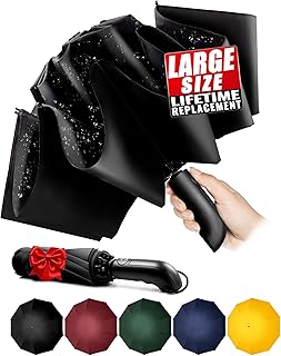 Conlun Paraguas Plegable Compacto – Paraguas invertido de Plegado Automático Negro a Prueba de Viento para Hombres, Tejido...