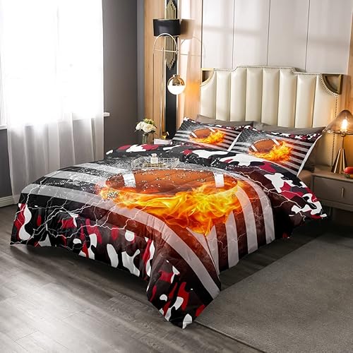 Miniatura 2 de Juego de ropa de cama con bandera estadounidense, juego de edredón de camuflaje para niños, adolescentes, hombres jóvenes, edredón de plumón de