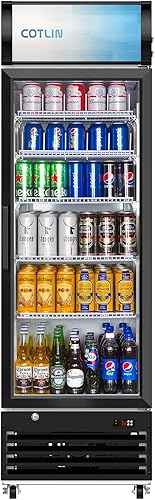 COTLIN Refrigerador comercial de puerta de vidrio con iluminación LED enfriador de bebidas comercial de 125 pies cúbicos estantes extra ajustables y