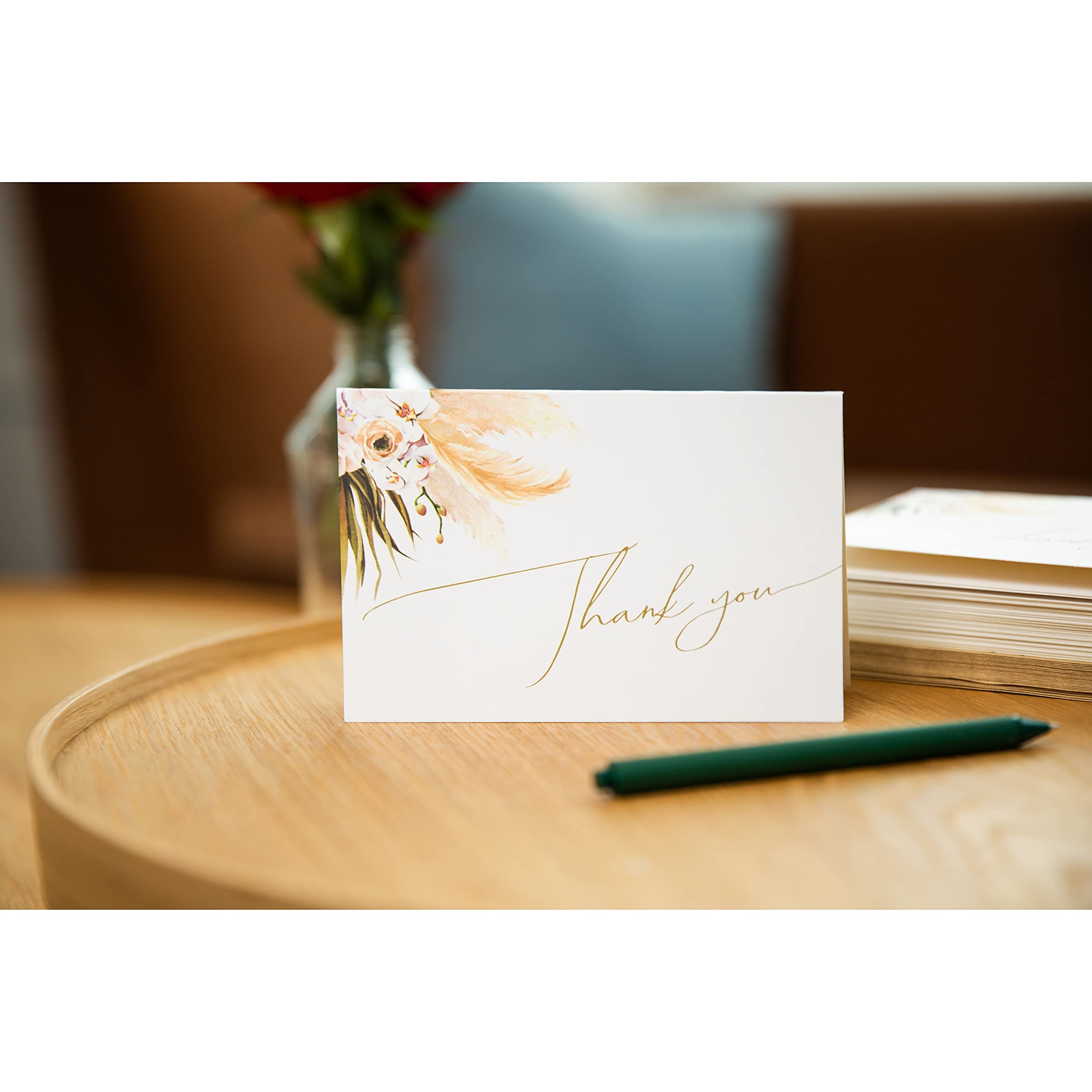 Amazon.com : 25 Premium Thank You Cards with Envelopes, Boho Wedding,  Elegant Bridal Shower, Baby, Engagement Party, Small Business & Graduation,  Pampas Grass Design by Anna Marie Collections, Blank, Ivory, 4x6 :