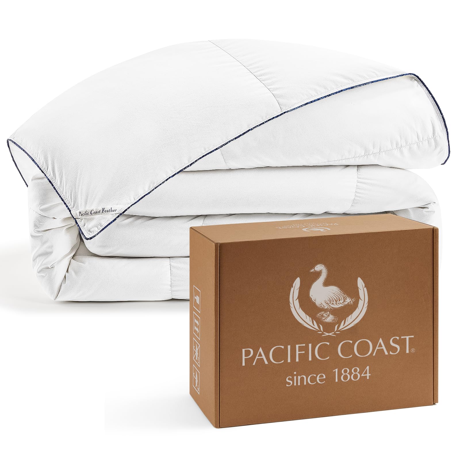 pacific coast goose down fiber comforters twin size duvet insert, all season white comforter, 3d hidden-stitch baffle box design, 8 tabs, gifts for women/men, extra fluffy luxury duvet (68"x90")
