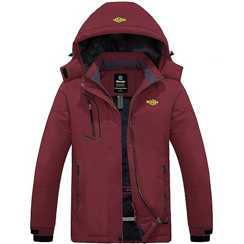 wantdo Women's Mountain Waterproof Ski Jacket Windproof Rain Jacket Winter Warm Hooded Coat