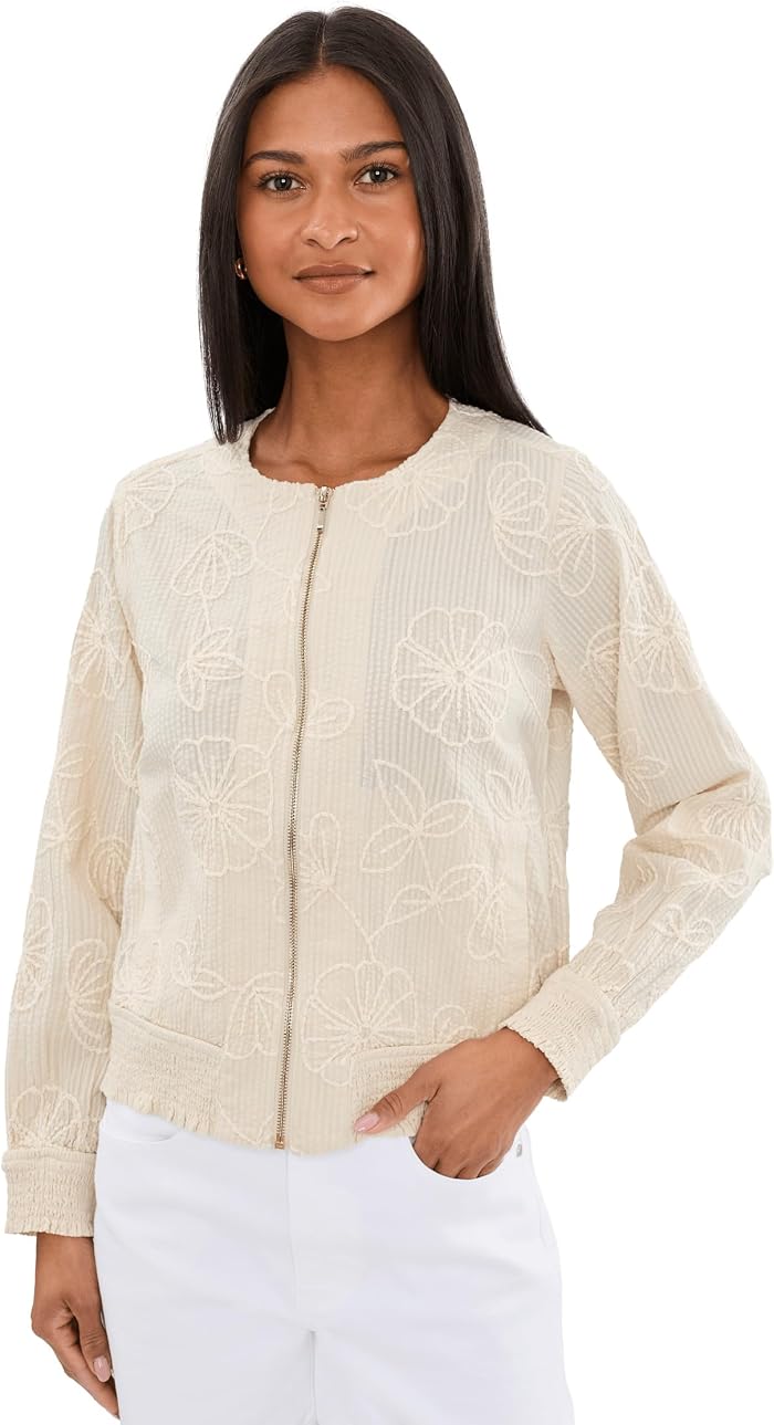 Женские Liverpool Los Angeles Long Sleeve Collarless Jacket With Smocking