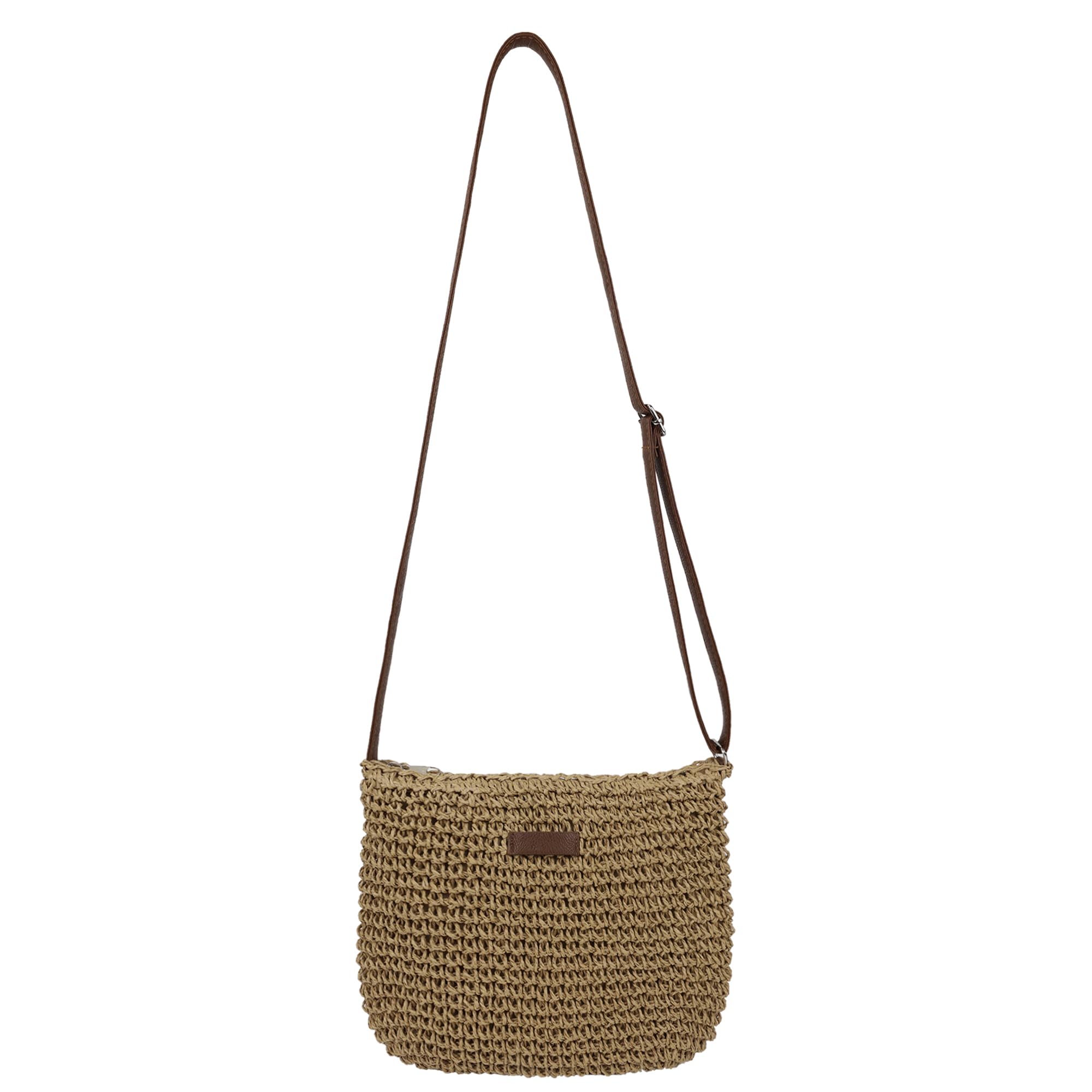 Youjaree Straw Crossbody Bag for Women Handmade Woven Beach Bag Vacation Shoulder Handbag Purse for Summer (Khaki)