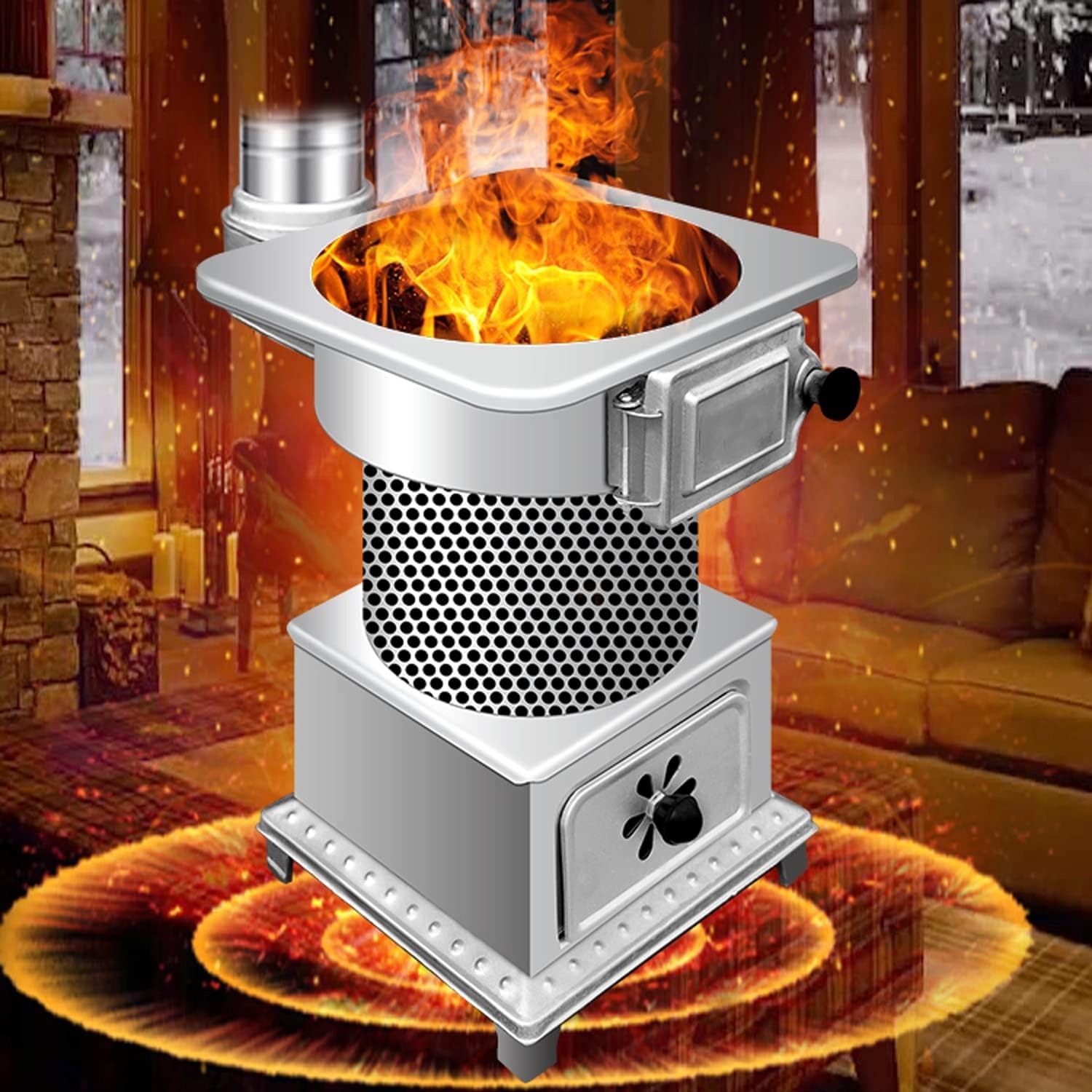 FMXYMC Wood Burning Stove, Indoor Heating Furnace with