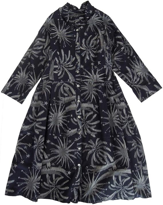 Amazon Co Jp 儀右ヱ門 ぎえもん ワンピース セ273 久留米絣 日本製 ワンサイズ 花火紺 白 服 ファッション小物