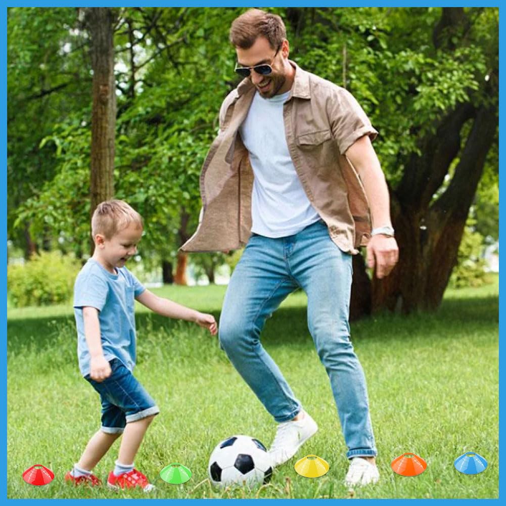 Plot Sport - Lot de 15 Cônes d'Entraînement en PE Souple - 5 Couleurs Vives - pour Football, Rugby, Fitness et Entraînement