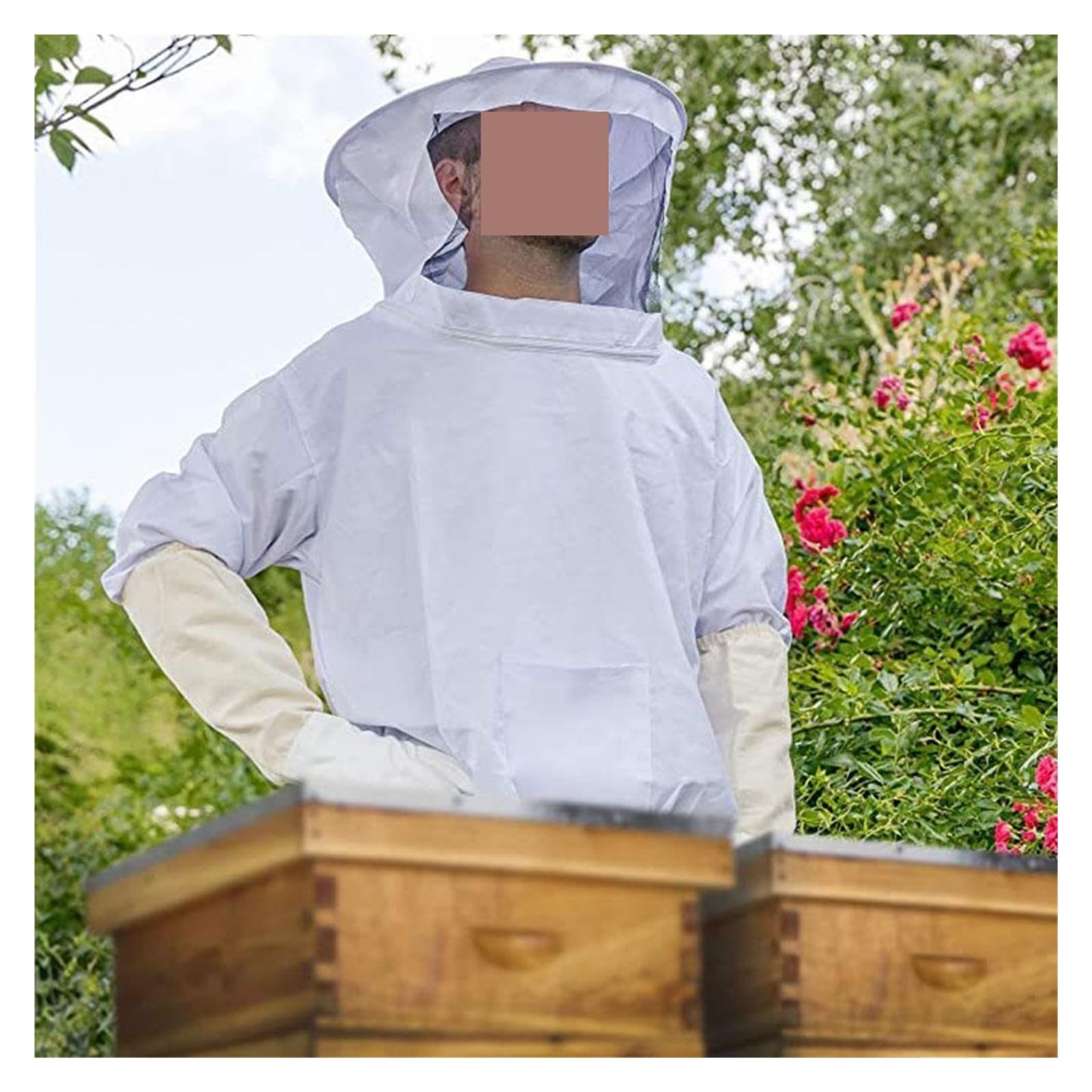 Siamese Beekeeping Suit Bee Clothes Half Jacket Bee-Keeping Suit with Hat Bee-Bite Protection