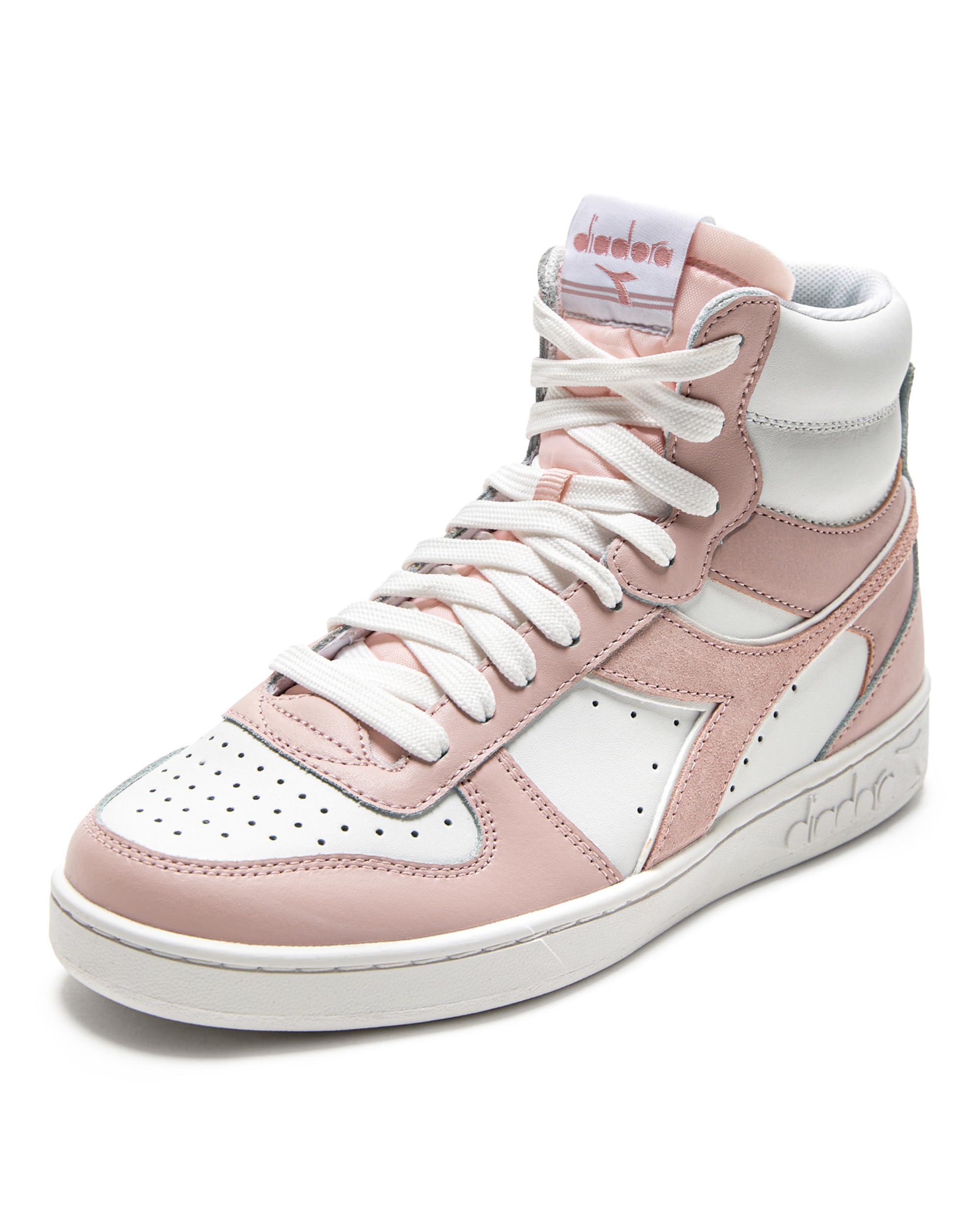 Diadora Women's Magic Basket Mid Leather Wn Gymnastics Shoe, White Peach Whip, 5 UK