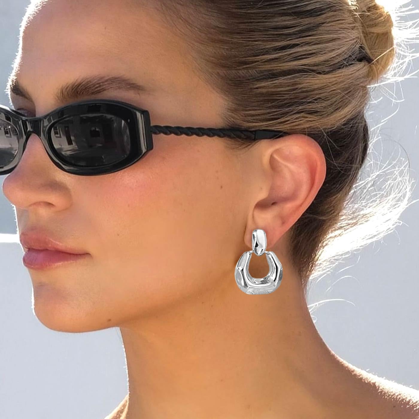 4 Pairs 14K Gold Plated Dangle Earrings for Women Knot Teardrop Chunky Gold Statement Drop Earrings for Women Trendy Jewelry Gifts - Image 4