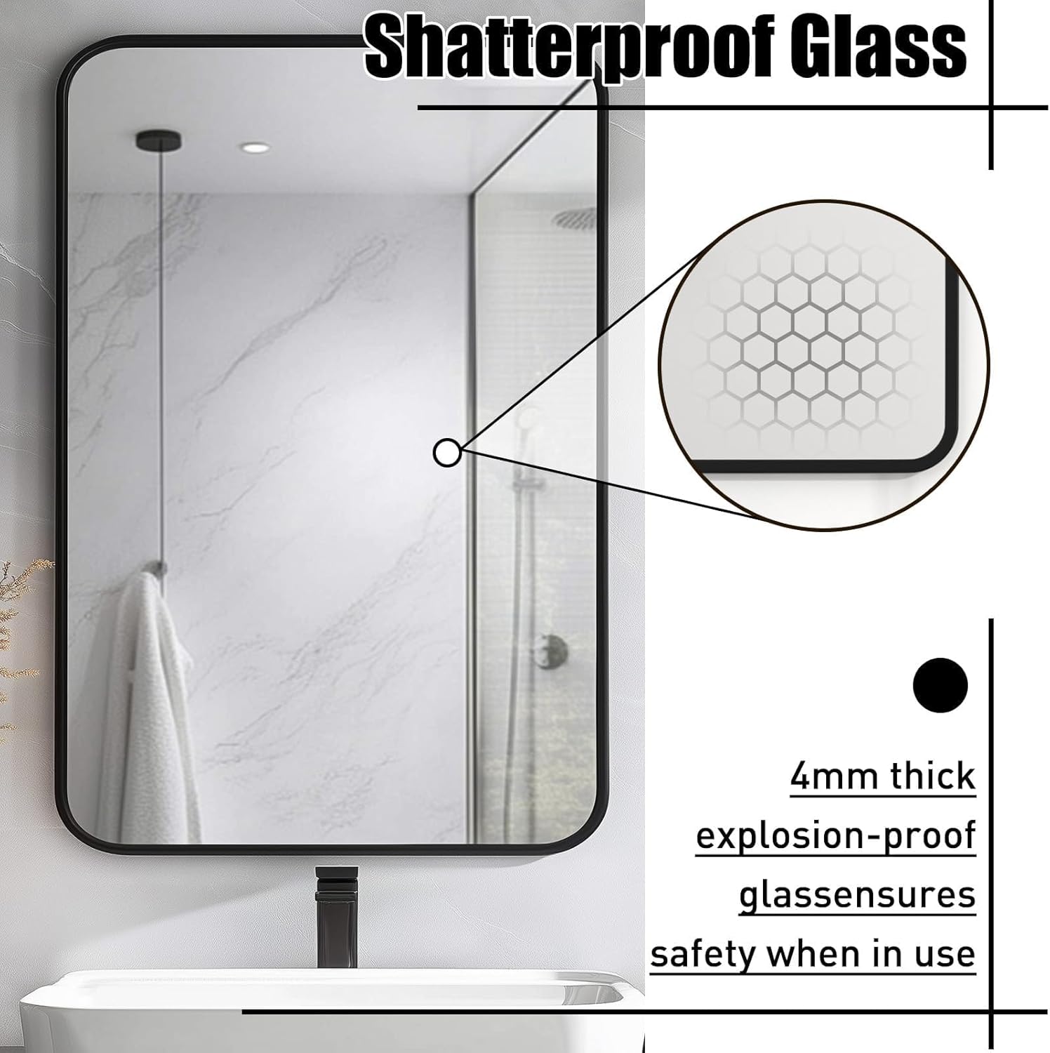 2 Pack 22 x 30 Inch Black Bathroom Mirrors for Over Sink, Metal Frame Rectangle Mirror, Modern Farmhouse Vanity Mirror, Wall Mounted