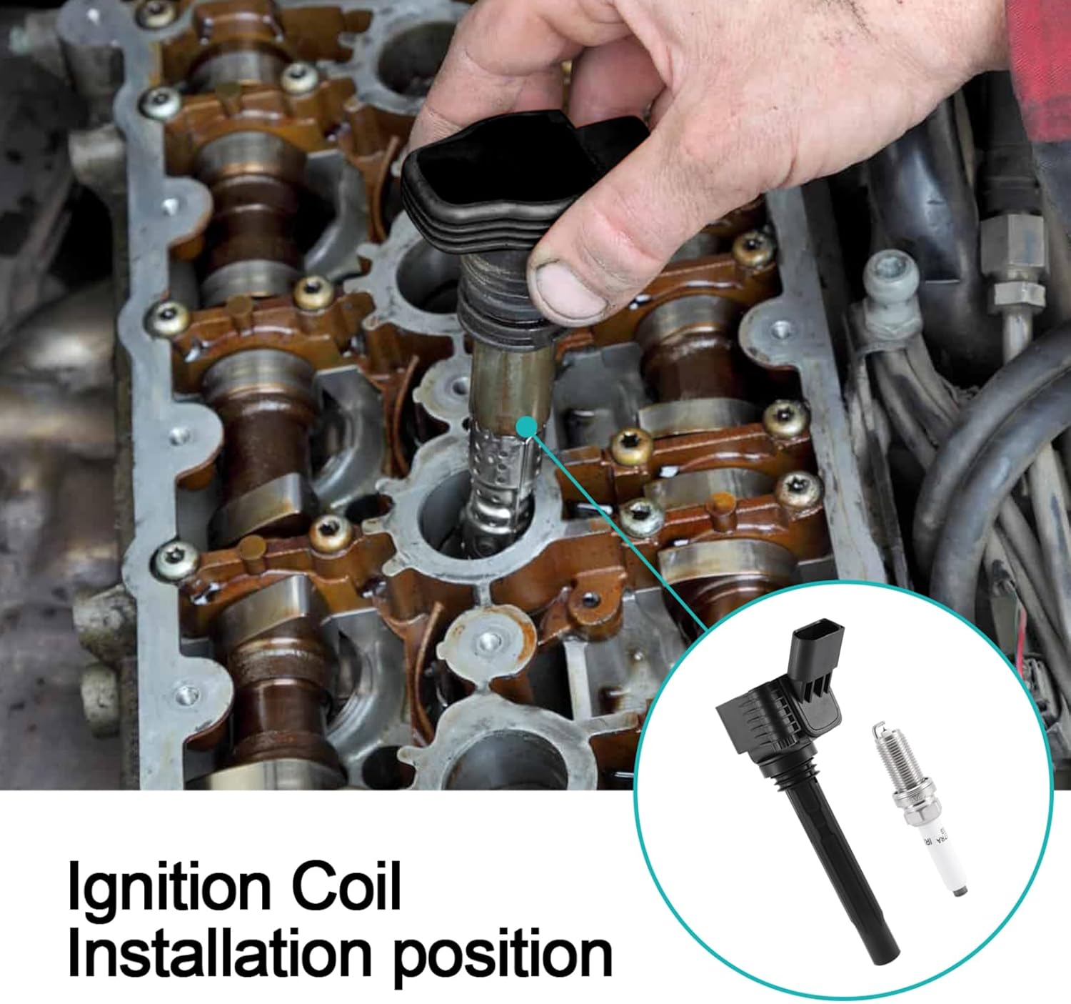 Set of 4 UF716 Ignition Coil Pack LFER7BHX Spark Plugs For Audi A3 A4 A5 A6 A8 TT(Quattro) Q3 Q5 Q7 Q8 RS3 RS5 S3 S4 S5 S7 Volkswagen Beetle Golf Passat Jetta 06K905601B 1.8L 2.0L L4 UF752