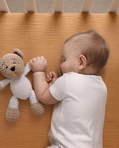 Vista 116 de Blissful Diary Sábanas de muselina para cuna, paquete y juego, sábanas ajustadas para Pack N Play, algodón suave para niños y niñas, paquete de 2