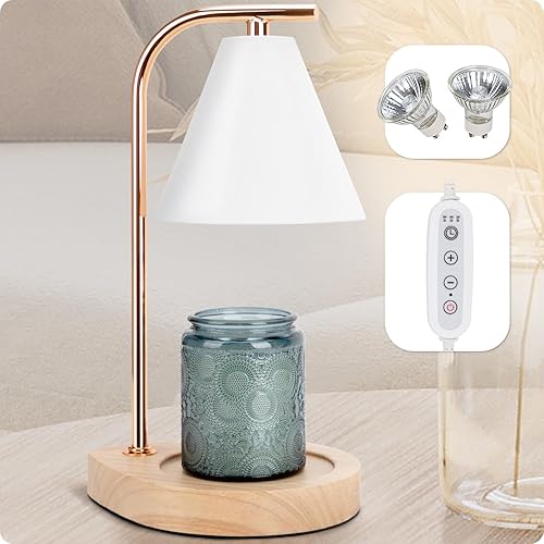 Miniatura 9 de Lámpara Calentadora de Velas con Base de Madera Retro - Decoración del Hogar Derretidor de Cera para Velas de Frascos Pequeños y Grandes, Lámpara