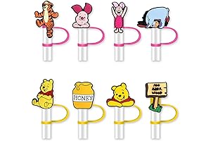 8Pcs Snoopy Straw Topper for Tumbler, Silicone Straw Toppers, Drinking Straw Tip Covers for Accessories