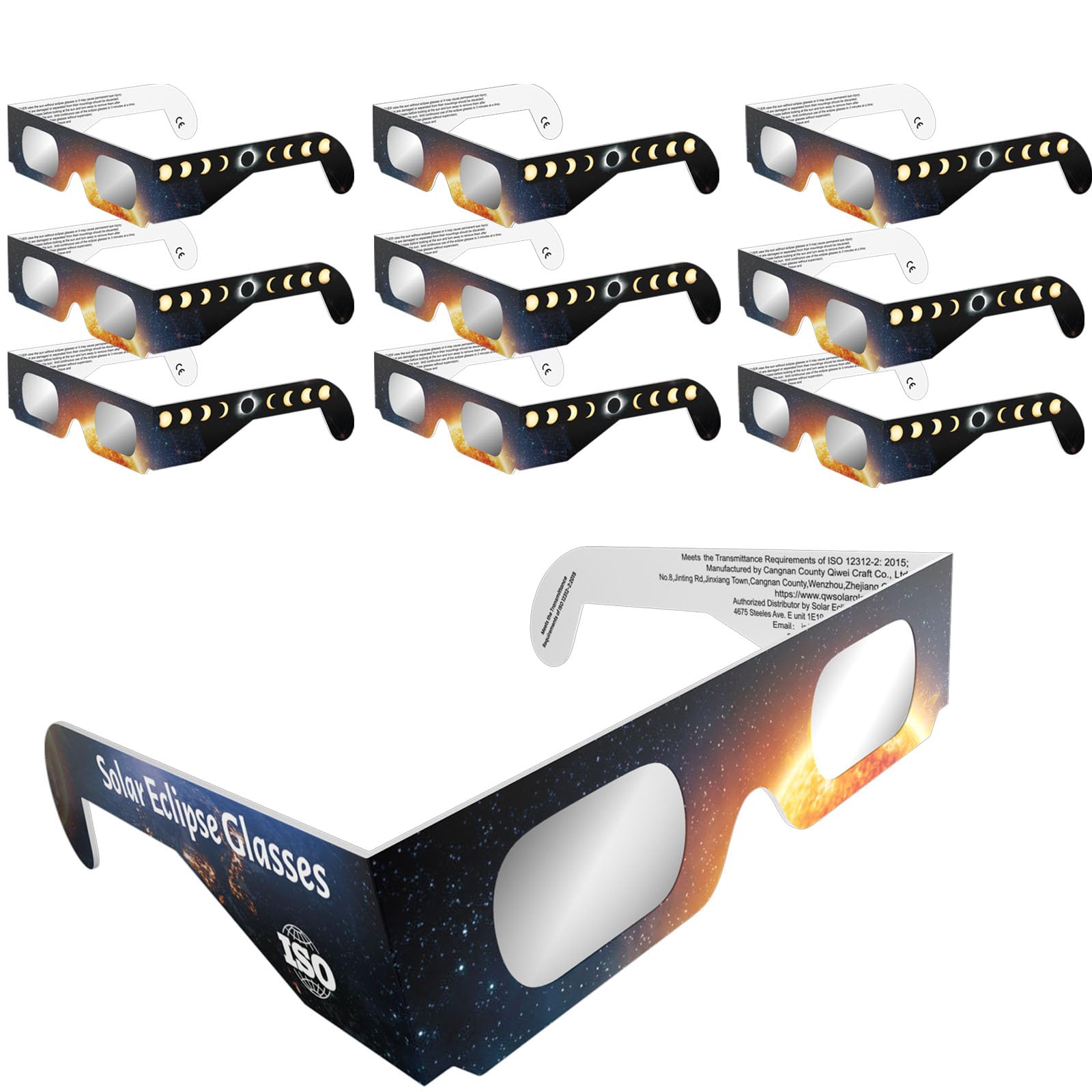 Paper Eclipse Glasses, ISO 12312-2 and CE Certified, 2024 Total Solar Eclipse, Safe Shades for Direct Sun Viewing