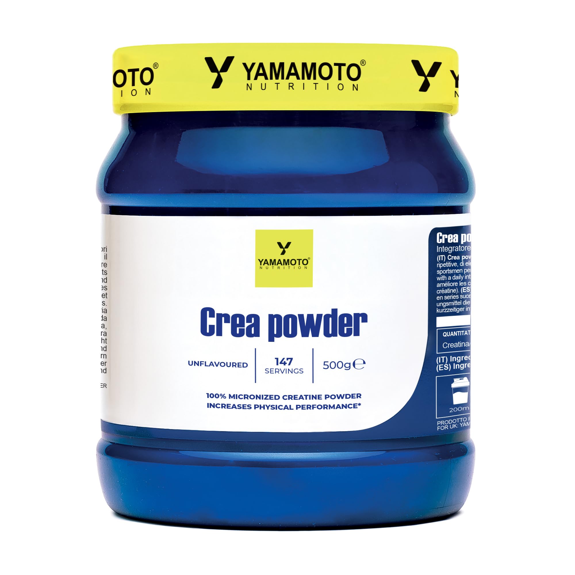 YAMAMOTO NUTRITION, CreaPOWDER 500 gr, Integratore Alimentare di Creatina Monoidrato in Polvere, Integratore per Sportivi Aumenta le Prestazioni Fisiche, Gusto Neutro