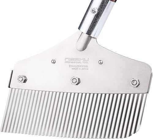 Miniatura 2 de Nisaku NJP2520 Escardadora y barredora larga para acera y jardín, auténtica Tomita (Est. 1960) acero inoxidable japonés, ancho de hoja: 7.25