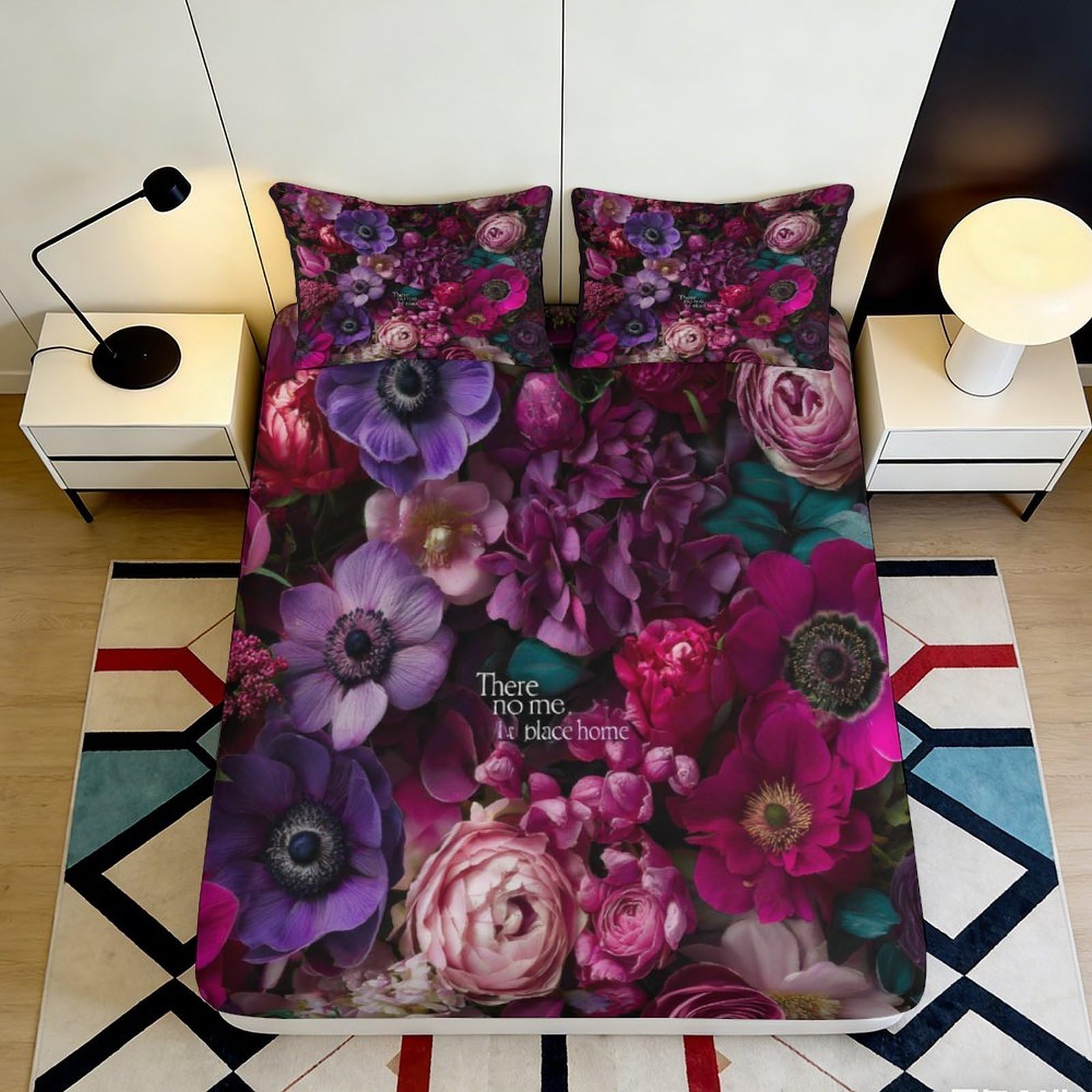 Pnayamiorkfel Style-3 3D Printed Floral Bloom Fitted Sheet Microfiber Soft Breathable Botanical Garden Bed Cover For Bedroom Guest Room Decor 90X200x25cm