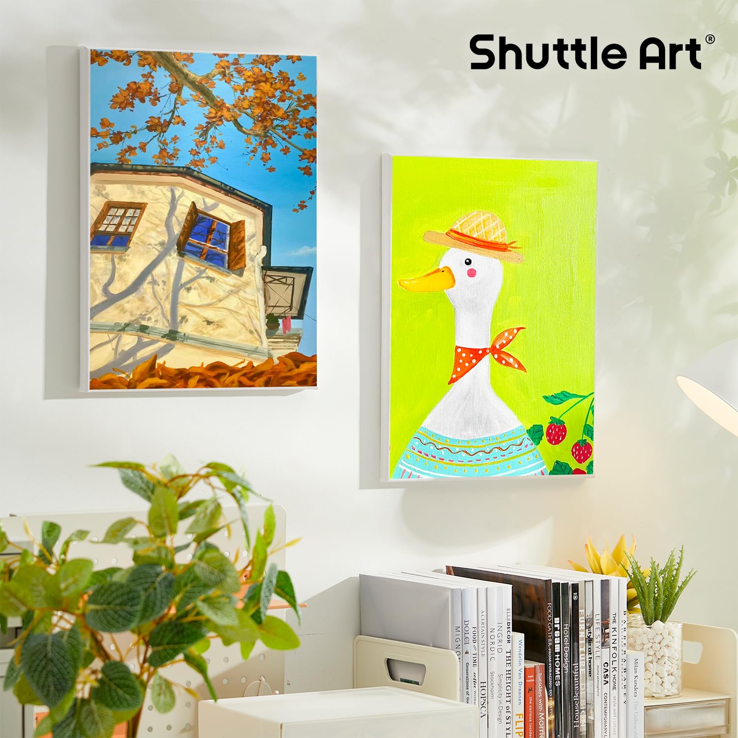Shuttle Art Lienzos Preestirados, 12 Piezas Lienzos Enmarcados 28 x 35,6 cm, 1,5 cm de Espesor, Pre-Estirado 100% Algodón, Blanco Imprimado Lienzos para Pintar Óleo Acrílico