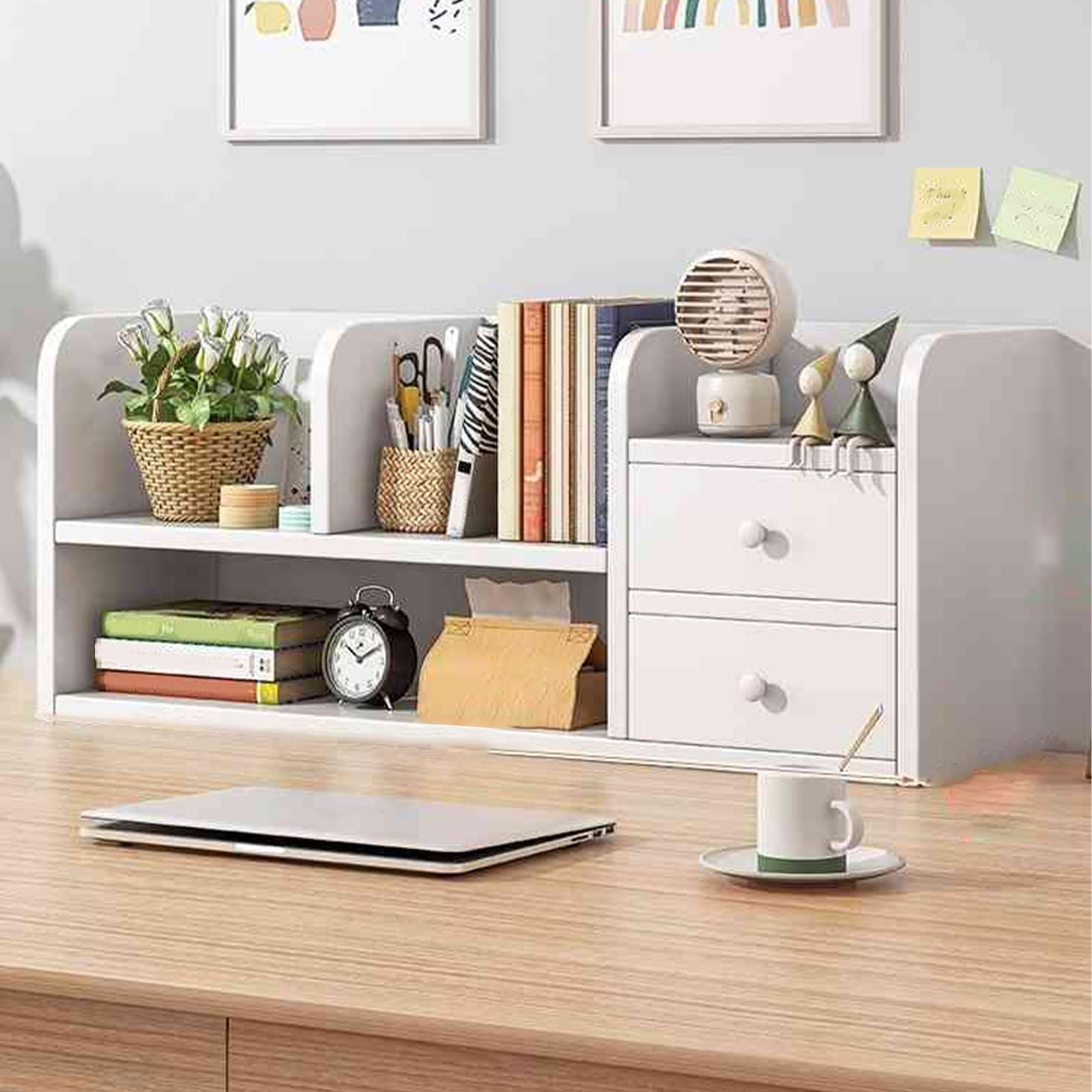 Organizador Escritorio Versátil, Organizadores de Cajones, Organizador de Escritorio Multifunción, Almacenamiento de Escritorio de Gran Capacidad(White,112 * 17cm/44.1 * 6.7in)