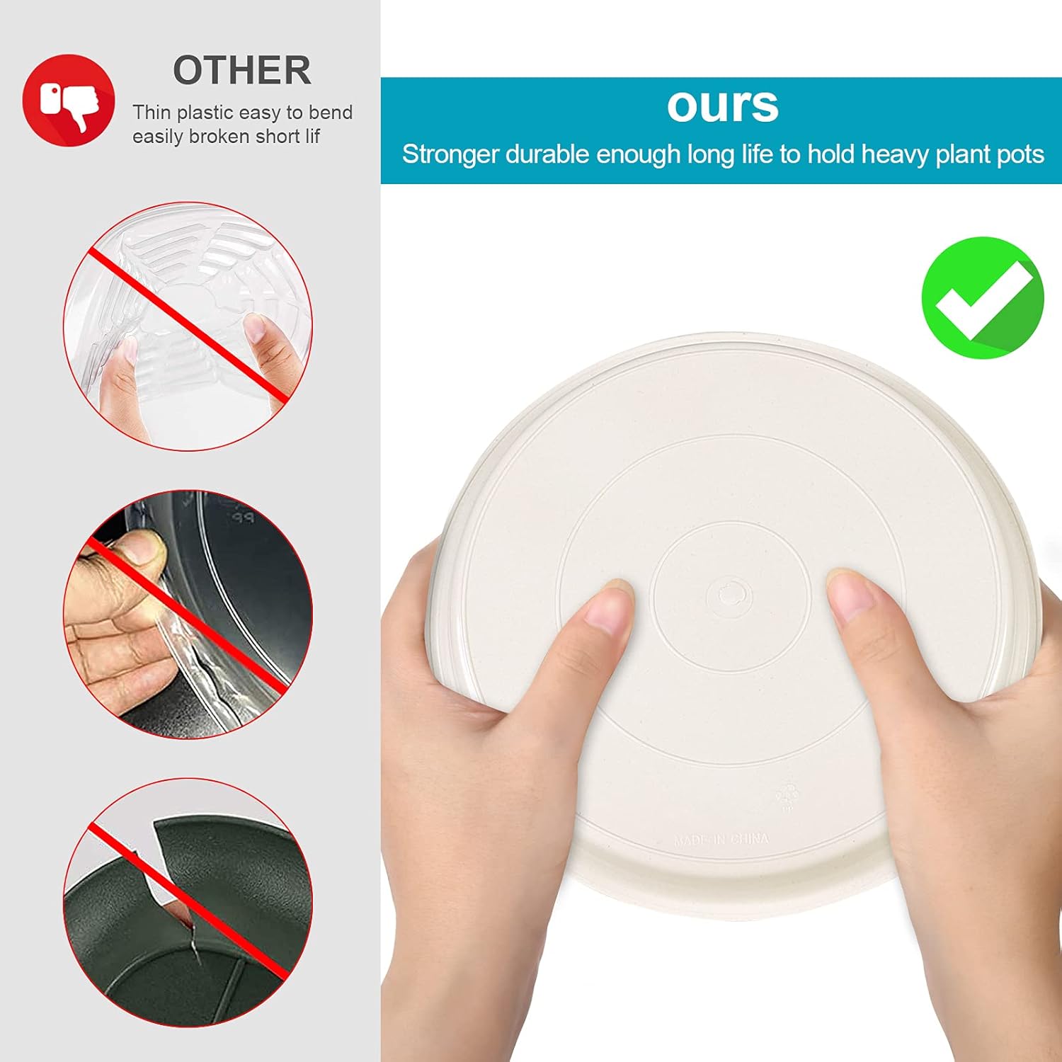 Angde Plant Saucer, 4 Inch Plant Saucer, 6 Pack Plant Tray, Plastic Plant Trays for Pots, Plant Pot Saucers, Flower Pot Saucer Round Plant Saucers for Indoors, Plant Saucer 4 inch (Creamy White) : Garden & Outdoor