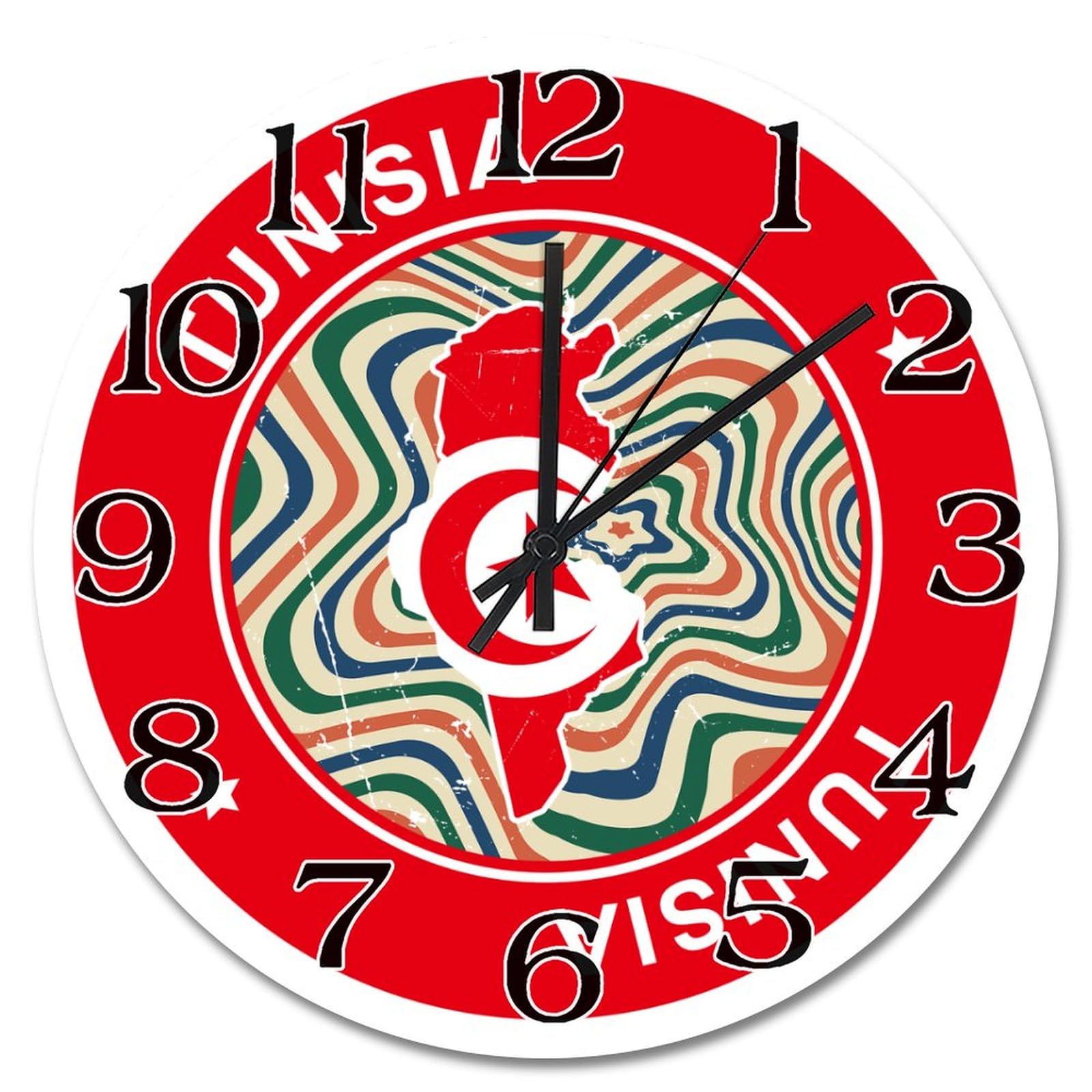 Horloge murale Tunisie en bois artisanale 38 cm de diamètre