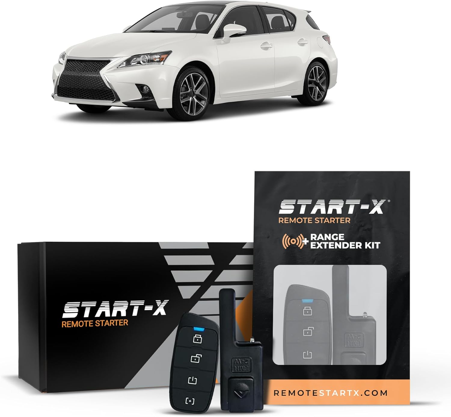 Start-X Remote Starter Kit + 3000ft 2 Way Range Extender for EXUS CT 200h (2011, 2012, 2013, 2014, 2015, 2016, 2017), HS 250h (2010-2012) Vehicles with Push-to-Start Ignition