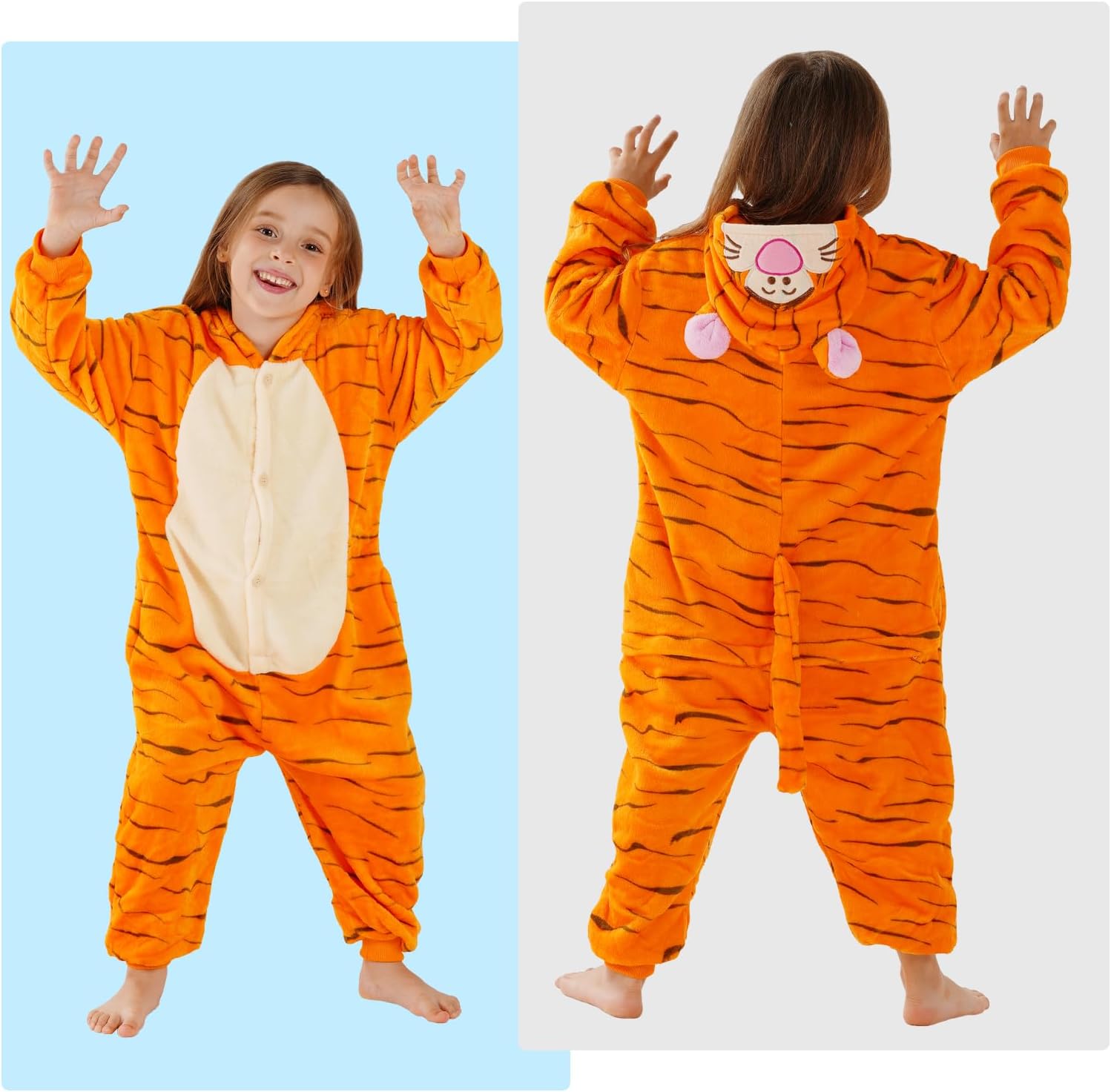 Unisex Children Animal Onesie Pajamas,Kids Flannel Halloween Cosplay Costume/Homewear/Sleepwear - Image 3