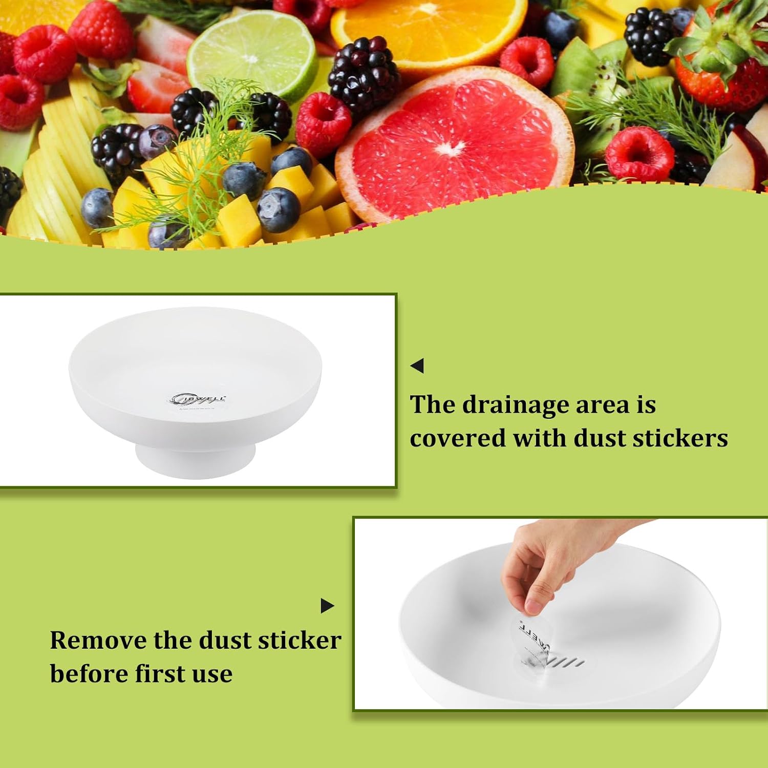 IBWell 10.2 inch Fruit Holder for Kitchen Countertop Plastic Fruit Basket for Counter White Fruit Bowl for Home Decor Modern Centerpiece Bowl for Dining Table