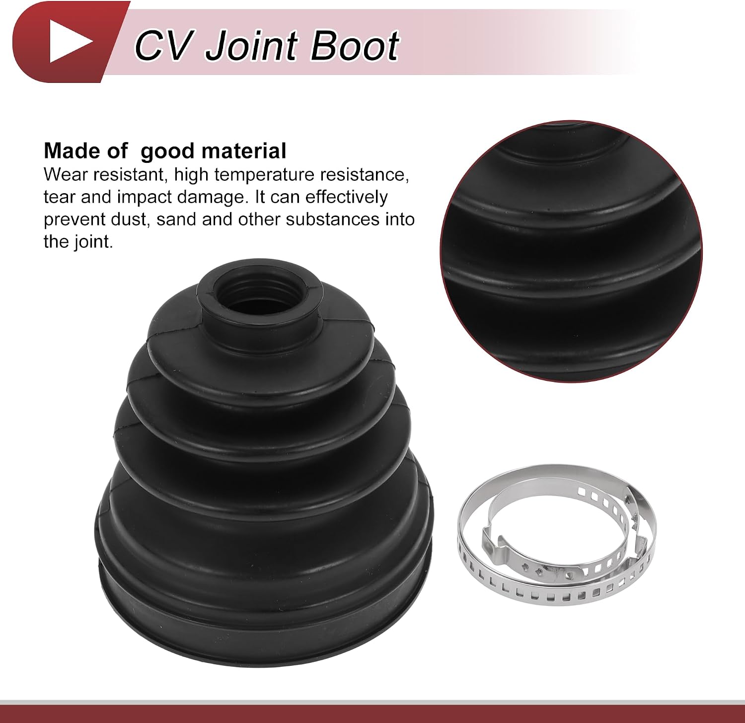 1 Set CV Joint Boot Kit for Mini Cooper 2007-2015 Inner Constant Velocity Joint Boot W/Clamps No.31607591694 Black Rubber
