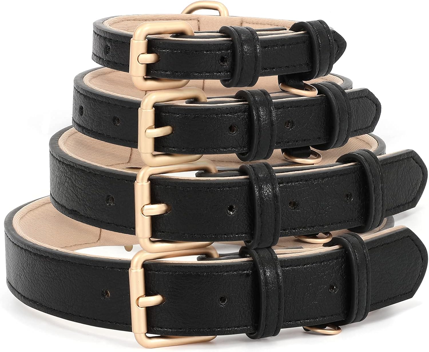 JASGOOD Leather Dog Collar for Small Medium Large Dog Adjustable Soft Leather Padded Puppy Collar with Alloy Buckle Heavy Duty Waterproof Dog Pet Collar - Image 5