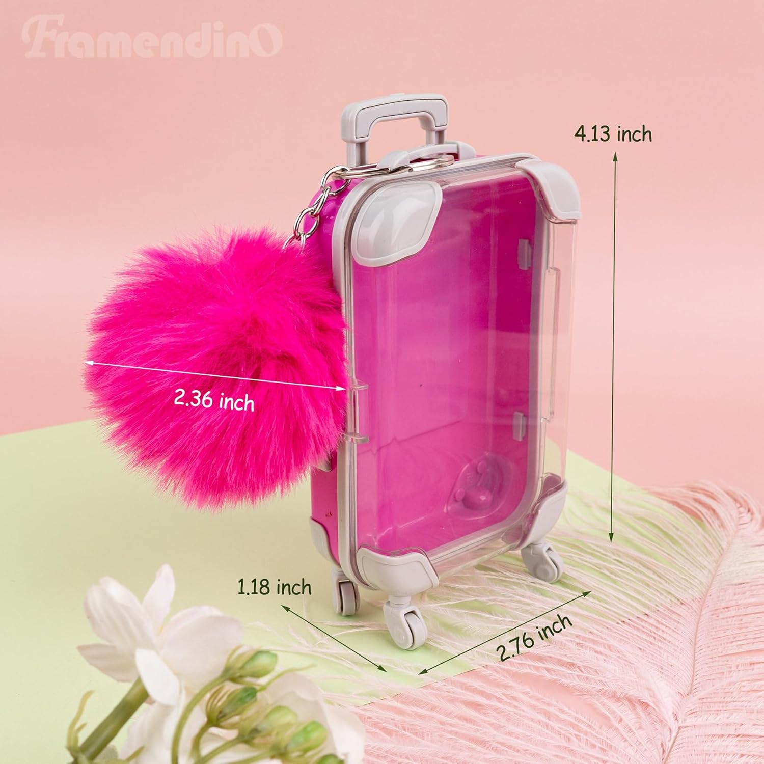 Framendino, 10 Set Box Empty Packaging Storage Containers Mini Suitcase Candy Case and Plush Ball Keychain